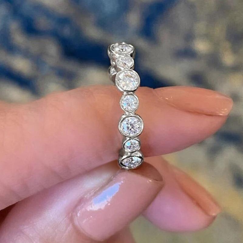 Round Cubic Zircon Promise Rings for Women Novel Accessories Luxury Wedding Rings CopperColor/Gold Color Fashion Jewelry Gifts
