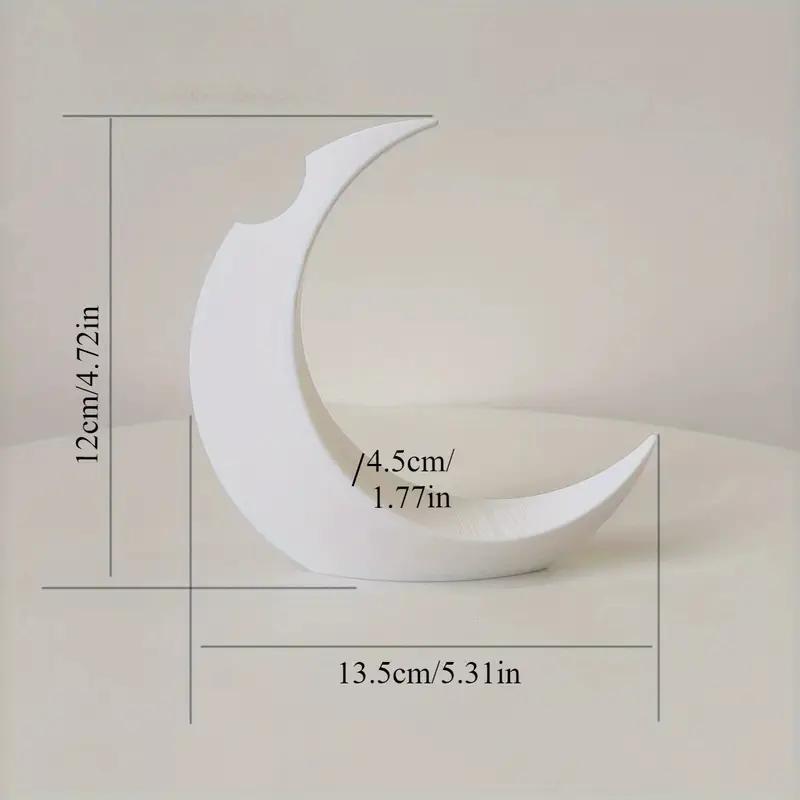 

3D Printed Moon Shaped Vases, Living Room and Office Desktop Decorative Vases, Suitable for Decorating Dried or New Flowers білий