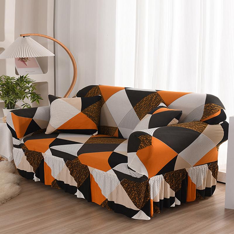 Sofa Skirt Cover Sofa Protector Stretch Slipcover For 1/2/3/4 Seat Couch Cover Corver Sofa Cover Geometric Printed