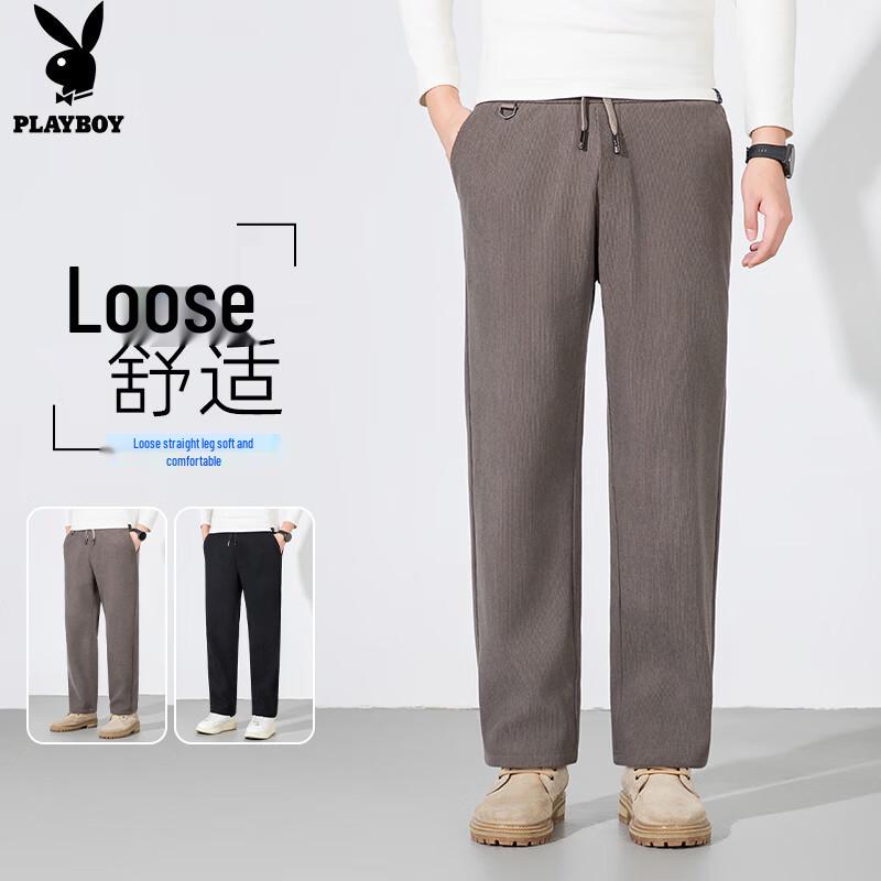 PLAYBOY Men s Breathable Straight-Leg Casual Pants L