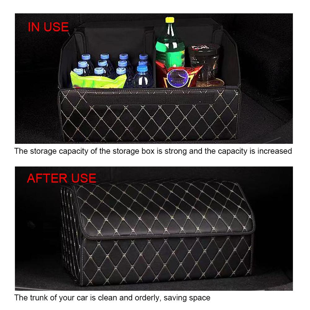 Car Trunk Organizer Storage Box PU Leather Auto Organizers Bag Folding Trunk Storage Pockets for Vehicle Sedan SUV Accessories