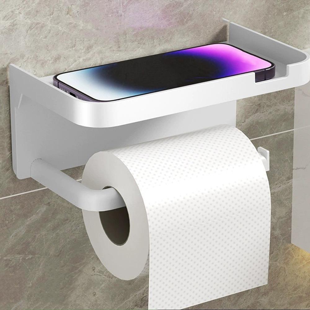 Space Saving Toilet Paper Holder Wall Mounted Storage Shelf Large Paper Roll Holder  Bathroom
