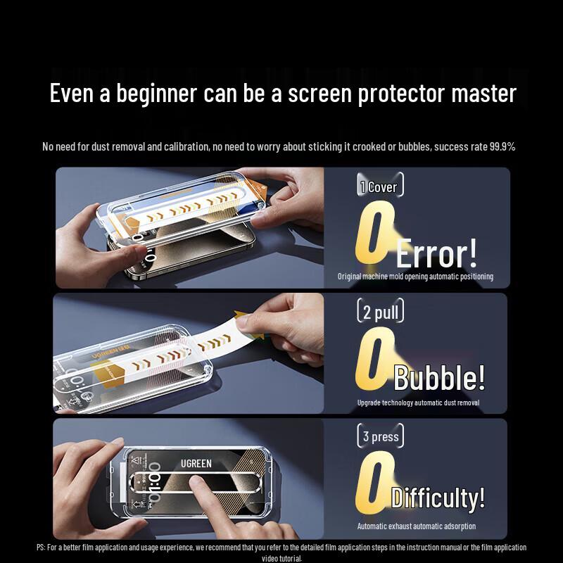UGREEN Dust-Free Corning Glass Screen Protector for iPhone 15 Pro Max