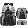 Star Wars Cartoon Backpack for Students - Large Capacity School Bag 3-Piece Set (2 Styles) -HGDMV