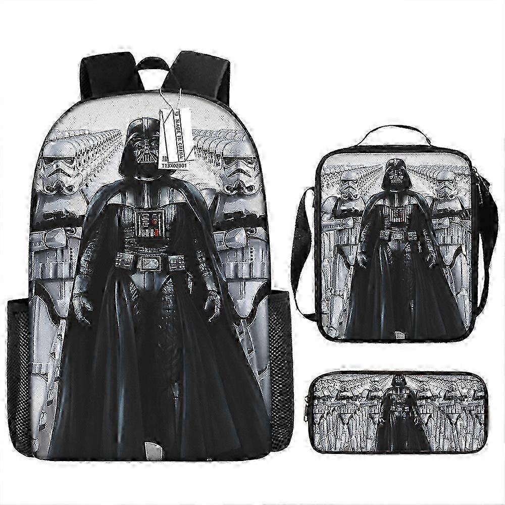 Star Wars Cartoon Backpack for Students - Large Capacity School Bag 3-Piece Set (2 Styles) -HGDMV