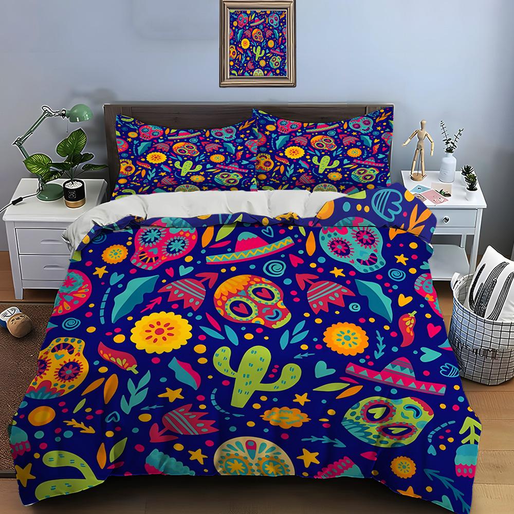 

Mexican Style Skull Guitar Print Bedding Set Duvet Cover 1 Duvet Cover 2 Pillowcases Adult and Kids Bedding Set Luxury Gifts EU Twin 135X200cm&set