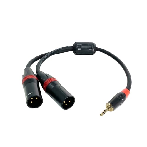 Rannsgeer 3.5mm TRS Stereo To Dual XLR Male Y-Splitter Cable R7C0A (12-inch)