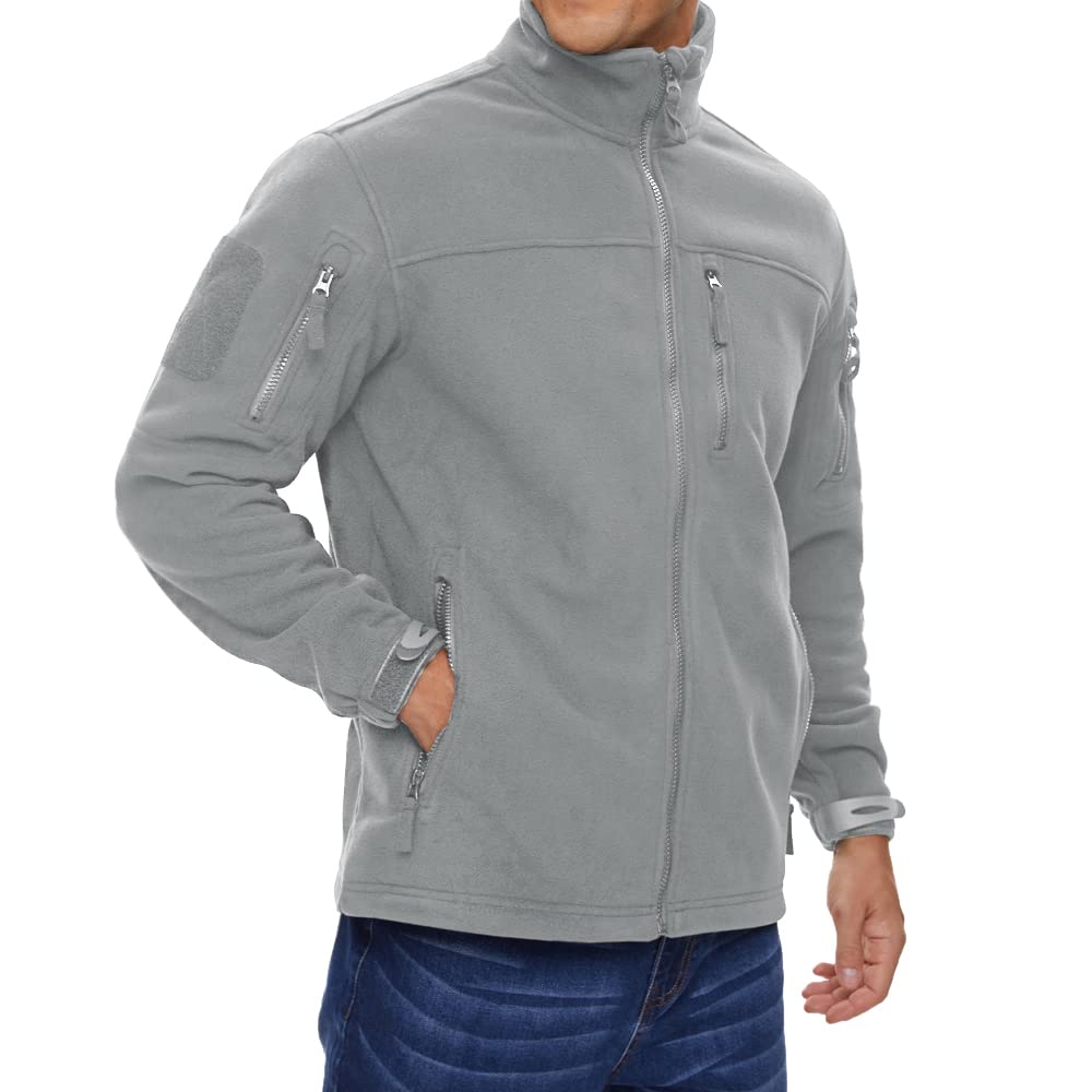 KEFITEVD Fleece Perfect for and Light Size 3XL Men's Jacket, Windproof, Hiking, Cycling, Military, Camping, Gray,