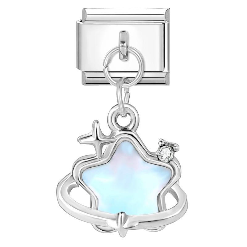 Fashion Flowers Devil Eyes Heart Butterfly Cherry Italian Charm Links Stainless Steel Fit 9mm Bracelet Zircon DIY Making Gifts