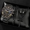 Watch Set, Watch, Men's Glass Quartz Watch, Steel Belt, One Men's Watch.