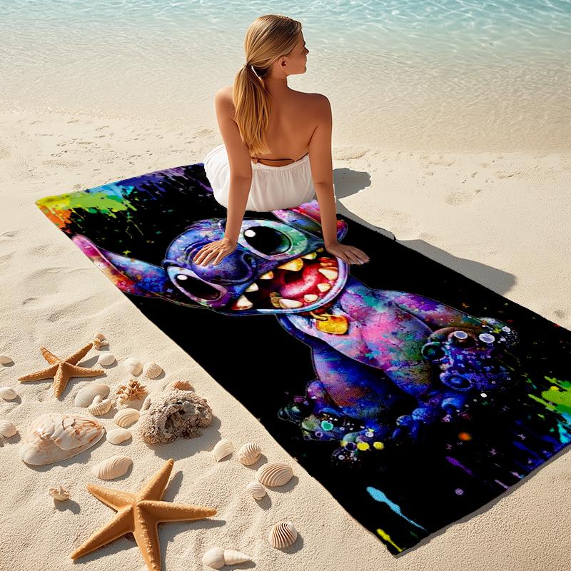 1Pc Lilo Stitch Tropical Adventure Beach Towel Microfiber Beach Towel Thin Absorbent For Beach Swimming Yoga Bath Sports 091784