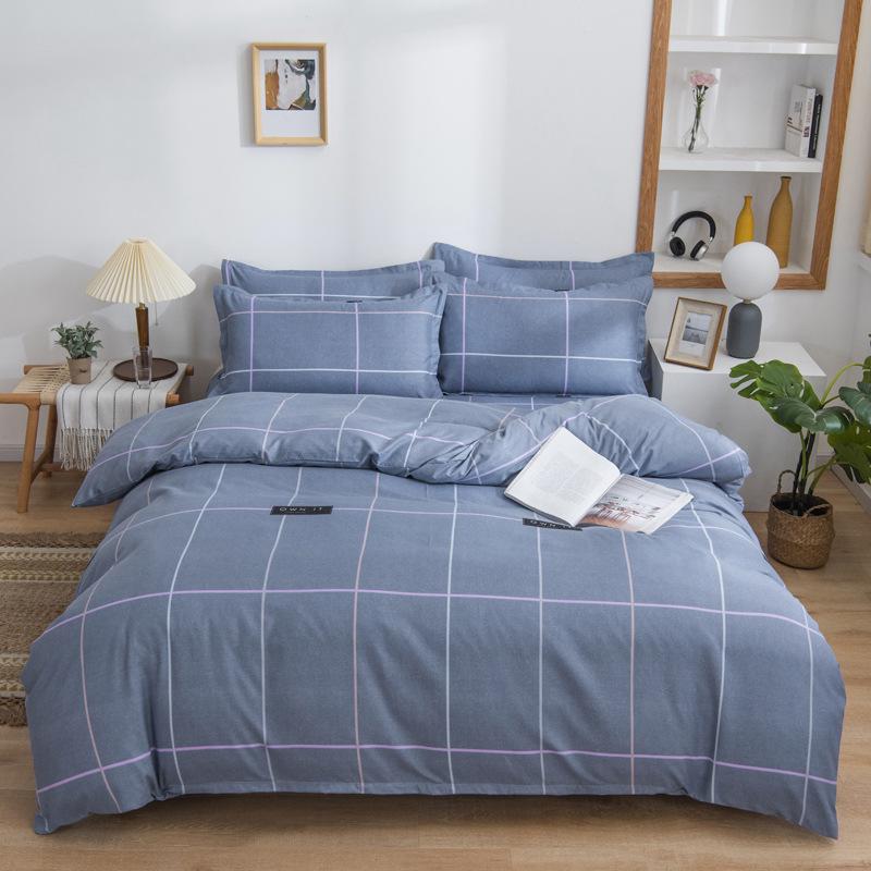Live Stream Thickened Platinum Cotton Sanded Four-piece Set, Bed Sheet Quilt Cover, Student Dormitory Three-piece Set, Bedding