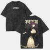 Frieren Oltre la Fine del Viaggio Abbigliamento Uomo Donna Magliette Manga Vintage Lavate Maglietta Casual in Cotone Harajuku Maglietta da Uomo