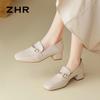 ZHR Women's Leather Square-Toe Loafers KM01
