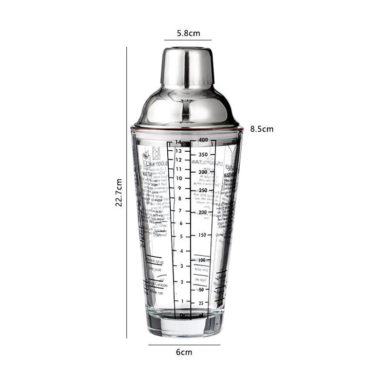 Glass Cocktail Shaker with Stainless Steel Accents