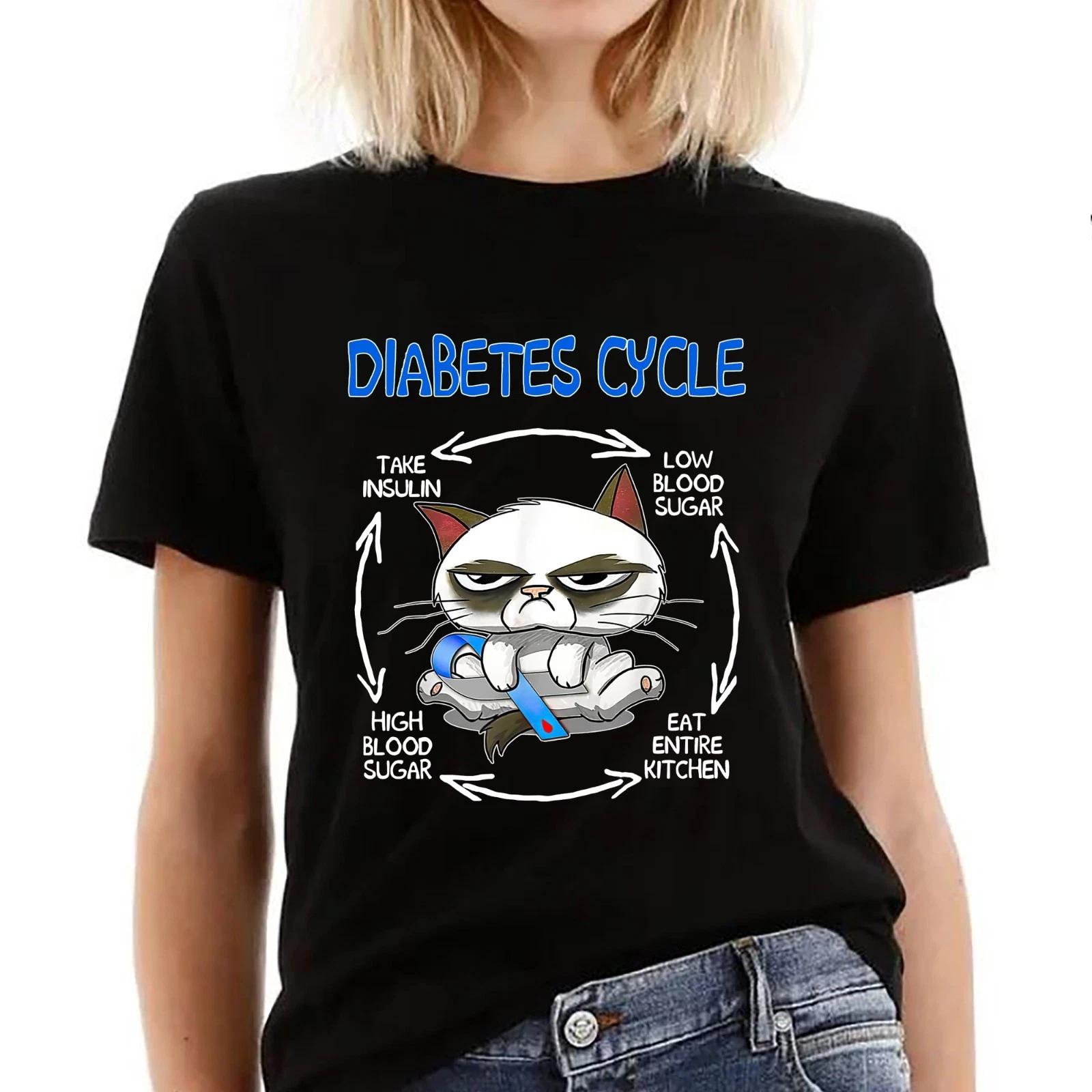 Diabetes Cycle Grumpy Cat Shirt, Cute Diabetes Awareness Shirt, for Cat Lovers S