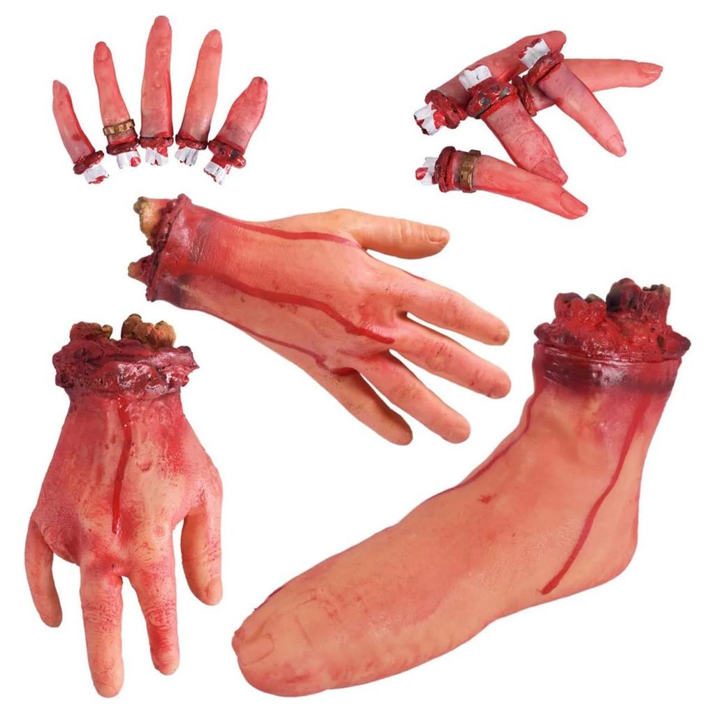 Halloween Blood Props Fake Scary Severed Hand Heart Brain Foot Broken Body Parts Haunted House Vampire Zombie Party Supplies