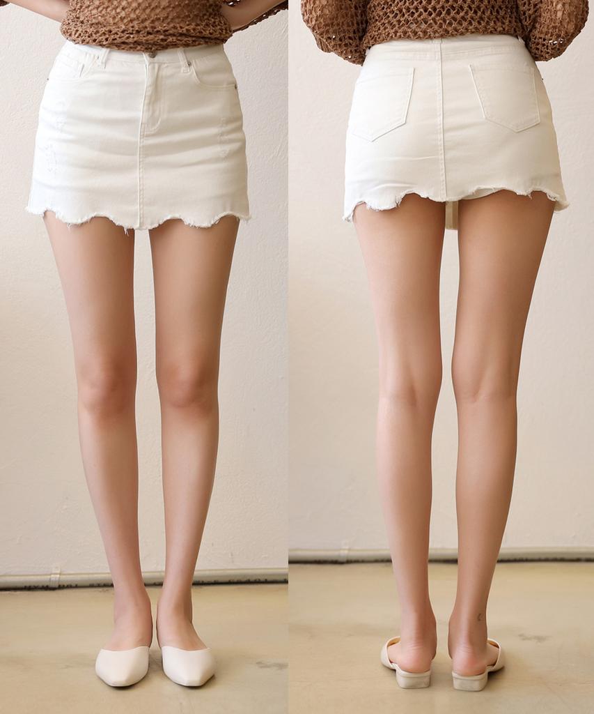 Ppaeppae White Wave Stretch Skirt Pants