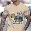 Cheering Skeleton Beer Print Men T-shirt Creative Skull and Beers Graphic Classic Tops Beer Lover Gifts Funny Summer T-shirt Men