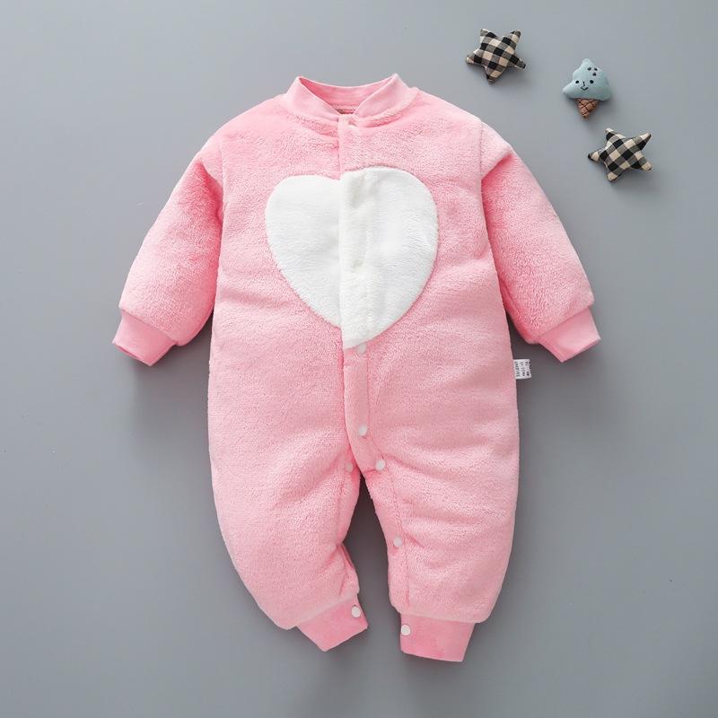 Baby Flannel One Piece Pajamas Newborn Autumn and Winter Plush Home Clothes Infant Bodysuit