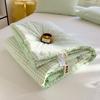 Green Plaid Quilt for Summer Japanese Style Soft Thin Air Conditioning Throw Single Double Machine Washable Breathable Blanket