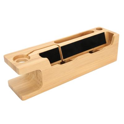 Soporte de Carga de Bambú Soporte Portátil de Escritorio Organizador de Carga para iOS Watch Teléfono Móvil