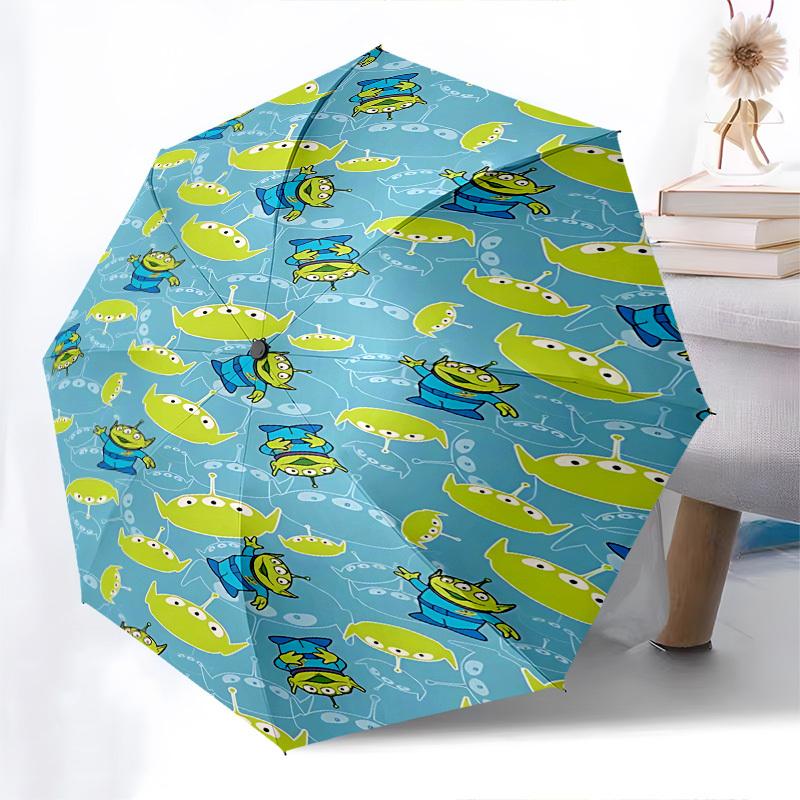 Toy Story Aliens Themed Automatic Opening and Closing Umbrella, Brightly Colored 8-rib Portable Umbrella, Suitable for Men and Women, A Perfect Gift F