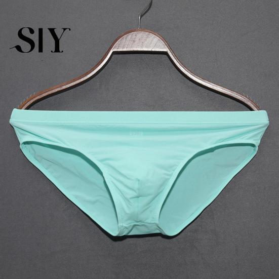High Elasticity Men Briefs Low-rise Slim Fit Underwear Solid Comfortable Color Ice Silk Transparent Panties Summer Ultra-thin Lightweight