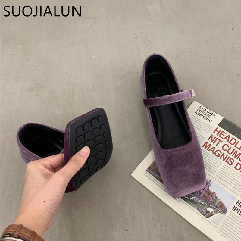 Fashion SUOJIALUN 2025 Spring New Women Flat Shoes Square Toe Shallow Buckle Ladies Elegant Sole Ballte Shoes Casual Loafers Shoes