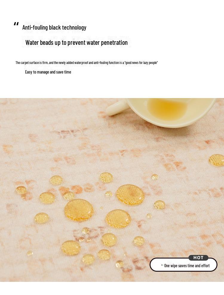 Wabi-Sabi Luxury Waterproof Living Room Carpet - Solid Color, Loop Velvet, Wash-Free and Wipeable, Ideal for Coffee Table & Bedroom