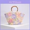 Beach Vacation Style Handbag With Embroidered Flowers And Sequins For Casual Day Use