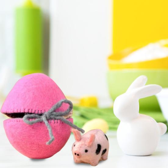 Surprise Easter Egg from Wool Felt Handmade Felted Easter Egg with Small Animals Hidden Inside Easter Basket Stuffer for Home Decor
