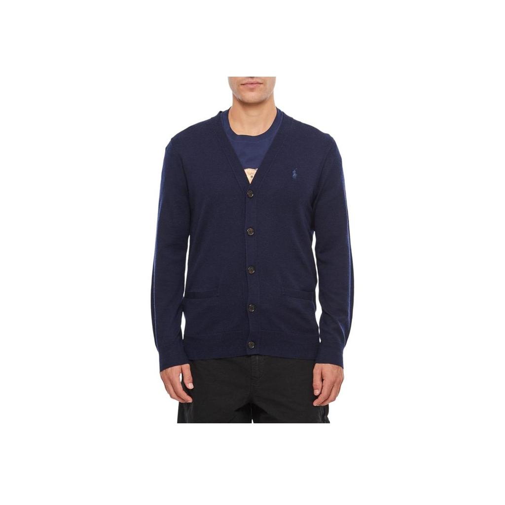 Polo Ralph Lauren FW23 Solid Color Logo Embroidered Button Knit Sweater Men Sweater Blue 710742869-003