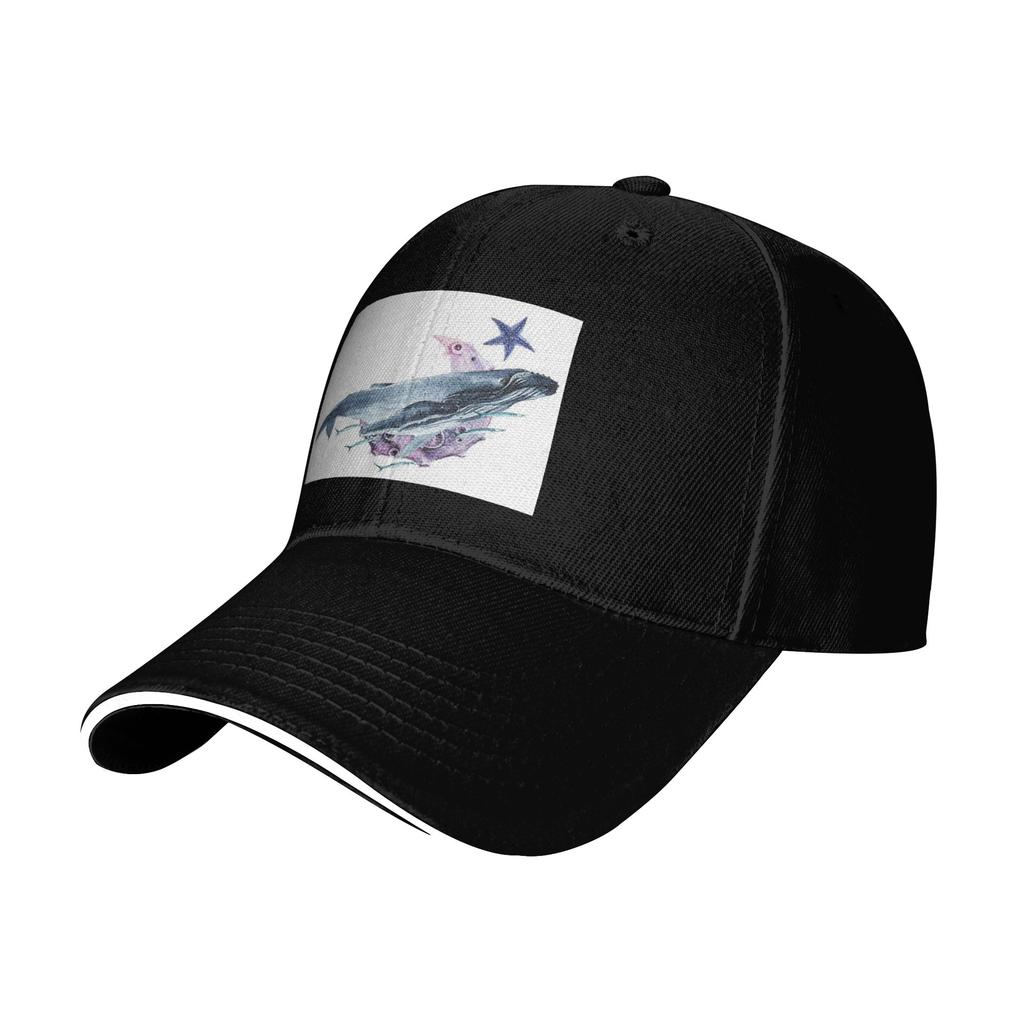 Orca Whale And Dolphin Marine Life Cap Casual Baseball Caps Adjustable Hat Hip Hop Summer Unisex Baseball Hats Customizable