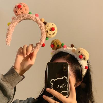 Ugly Cute Cookies Plush Face-washing Headband Women's Cute Funny Mask Makeup Hairpin Children's Headband Hair Accessories