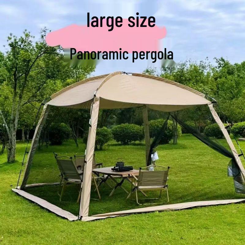 Four-Season Ventilated Camping Tent: Mesh Sunshade, Mosquito Repellent, Rainproof Shelter