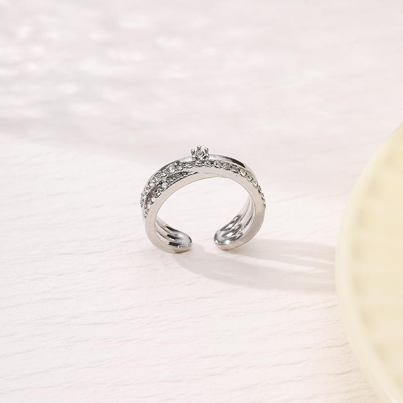 Personalized Niche Women's Adjustable Opening Fashion Cross Double-layer Ring Women's Trend Index Finger Ring Jewelry