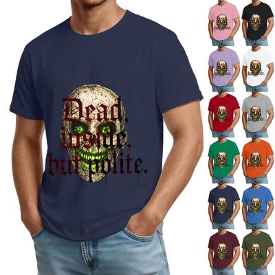 Men's Casual Short Sleeve T Shirt Lightweight Breathable Crew Neck Printed Top Halloween Themed Graphic Tee