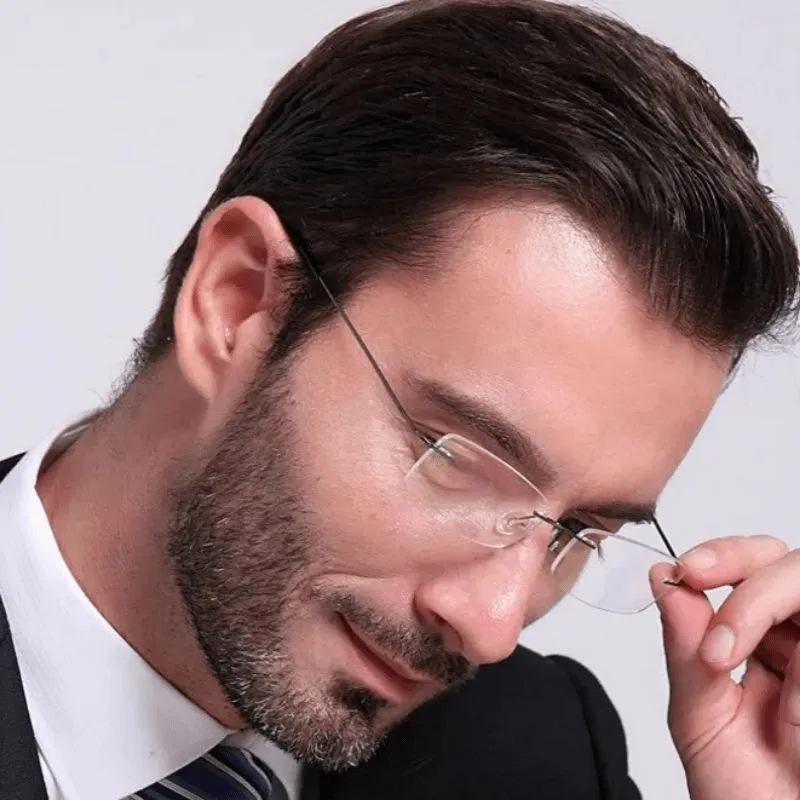 Ultraleichte randlose Lesebrille für Herren & Damen - Stilvolles High-End-Design für mittelalte und ältere Benutzer