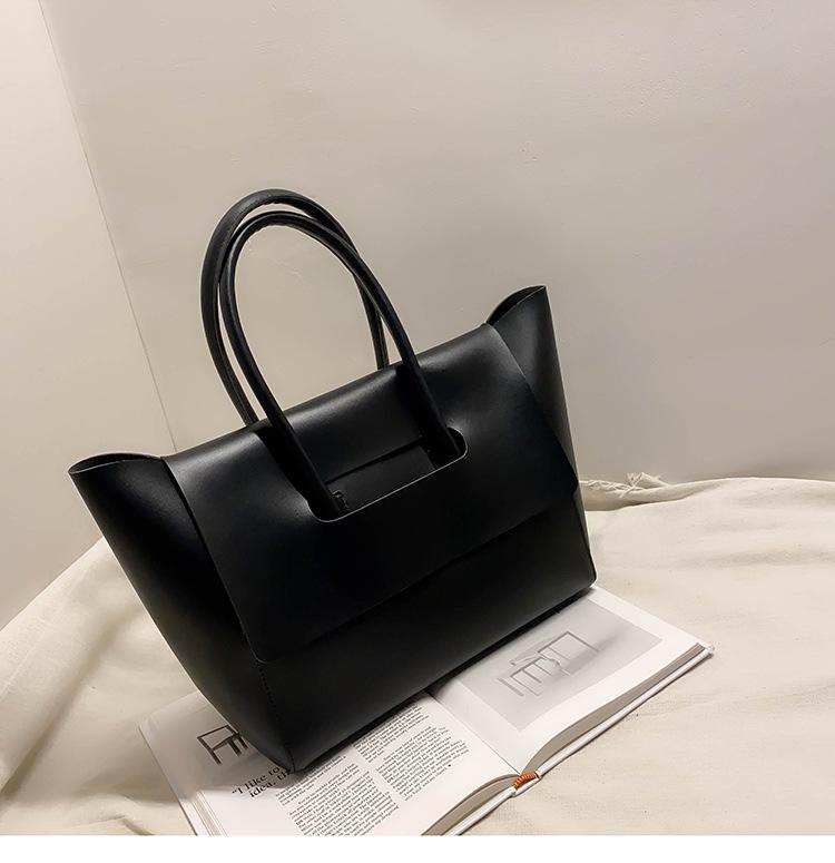 Solid color bag women's 2026 new large-capacity textured satchel Korean business commuter handbag tote bag