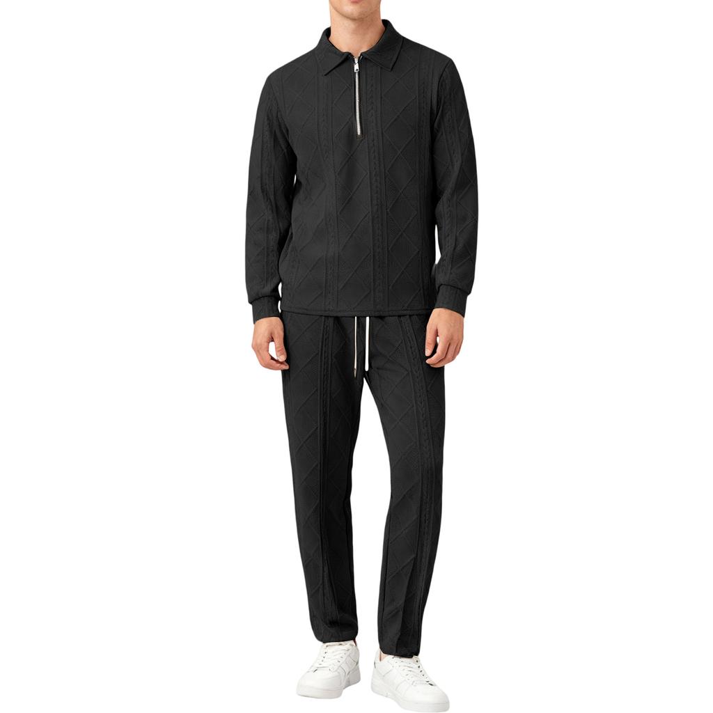 Herren  Freizeit  Umlegekragen  Lange Ärmel  Hose  Set