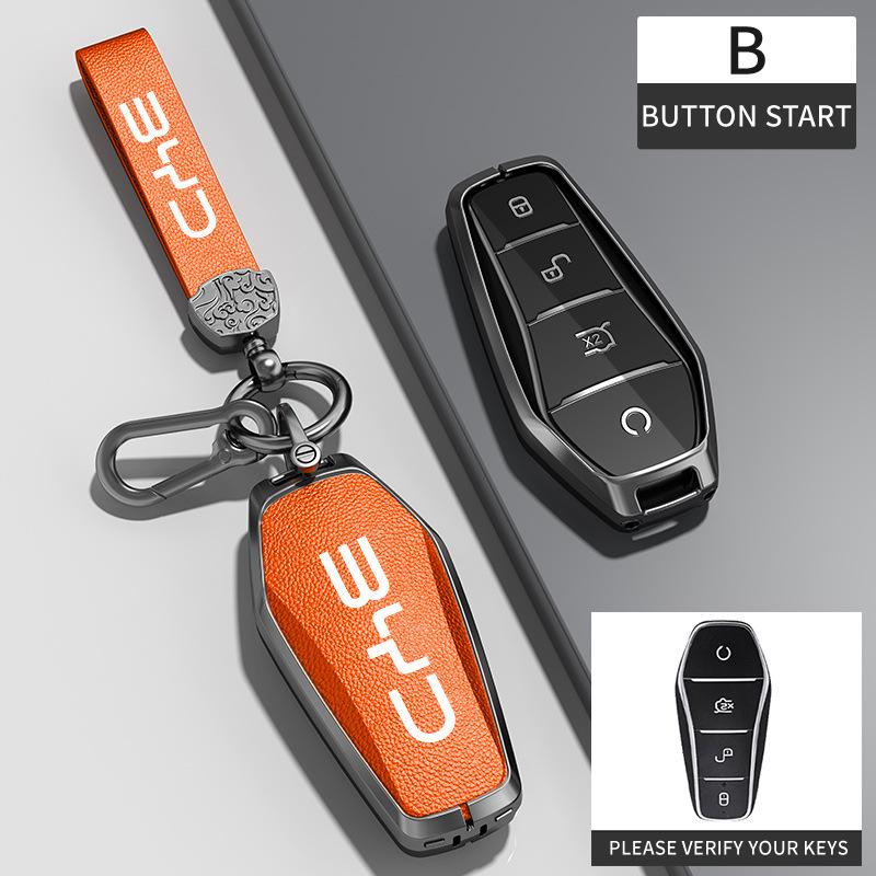 BYD Han Key Cover - Compatible with BYD Qin Pro, Song Max New Energy, Tang, and Song Plus Cars, Features Metal Shell and Bag Buckle.