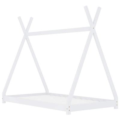 Kids Bed Frame White Solid Pine Wood 70 X 140 Cm