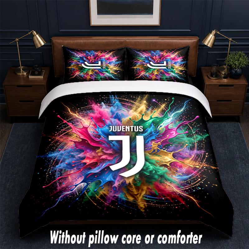 Set Biancheria da Letto Juventus FC Design 1 Copripiumino + 2 Federe Morbido Traspirante Biancheria da Letto per la Casa