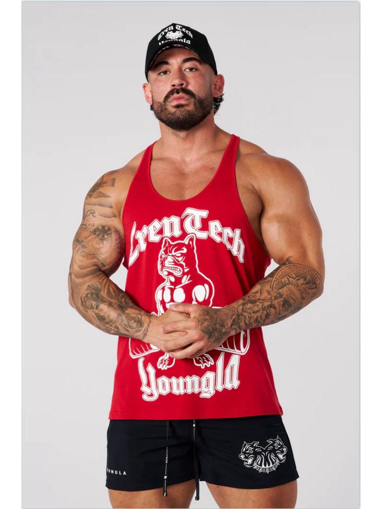 YoungLA Herren-Fitnessweste im amerikanischen Stil, ärmellos, Laufweste aus Baumwolle