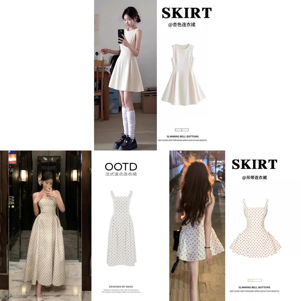 Cotton Polyester Dot Pattern Sleeveless Aline Dress For Summer Casual Womens Fashion