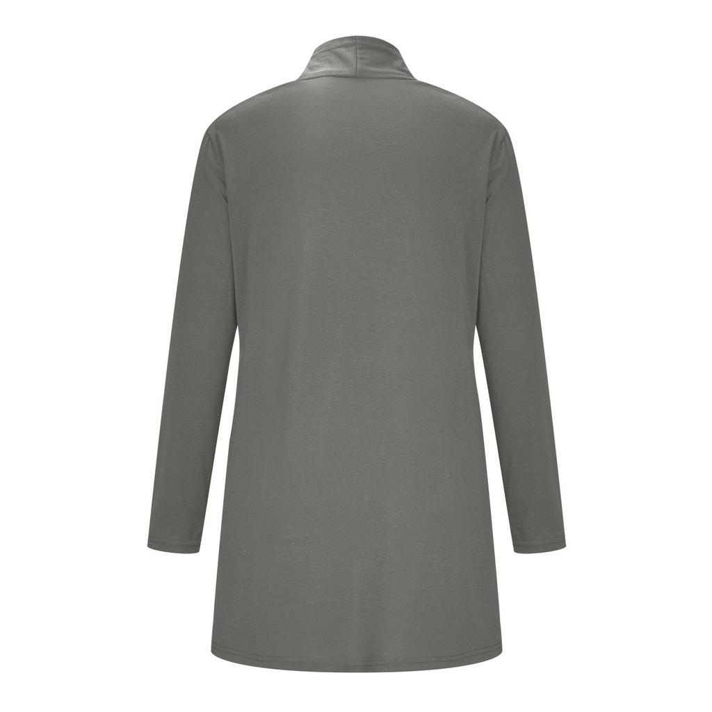 European and American Women's Knit Long Sleeve Solid Cardigan with Pockets - In Stock
