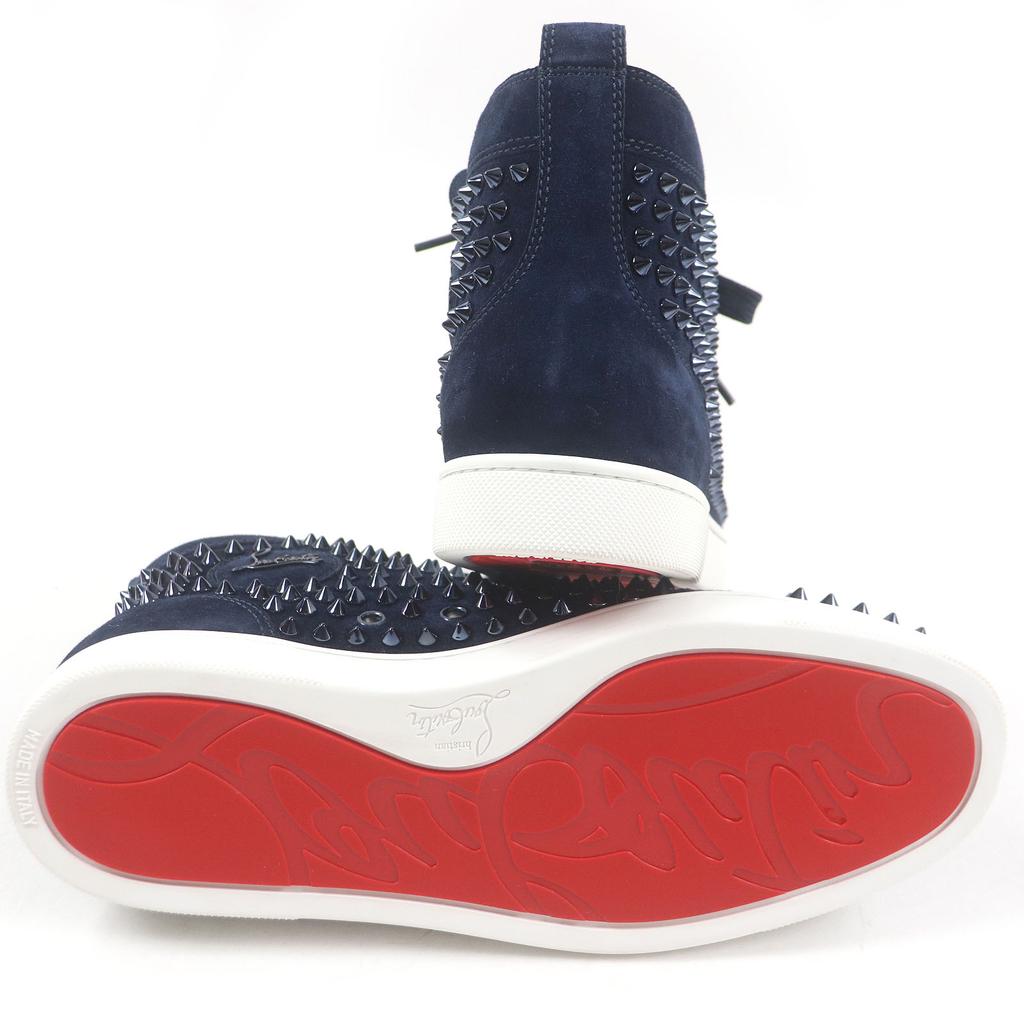 Pristine Christian Louboutin High Cut Sneakers LOUIS FLAT Navy Suede Leather  Used
