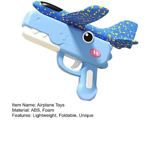 Handheld Foam Airplane Launcher with Dinosaur Design Outdoor Flying Toy for Kids 8-15m Range Lightweight Fun Gift for Boys Girls