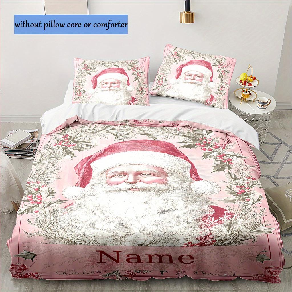 Custom Name Bedding Set Santa Claus 3D Printing 2-3 Piece Set (No Core) For Bedroom Duvet Cover Set Home Decor Christmas Gift